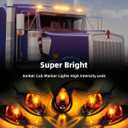 13 x 17 LED Chrome Truck Roof Lights Amber Torpedo Cab Marker Roof Running Top Lights Assembly Heavy Duty Trucks Replacement for Peterbilt/Freightliner/Mack Amber Lens