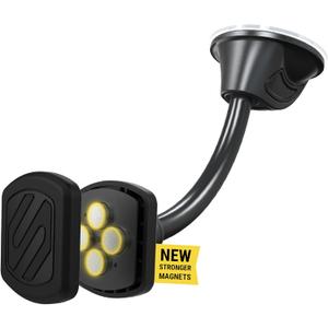 Scosche MXWDL Magnetic Cell Phone Car Mount, Suction Cup Phone Holder for Car Dashboard/Windshield with Extra Strong Magnet and Thick Metal Plate Compatible with iPhone, Samsung, and All Devices (1 Pack)