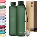 KIVY Slim Water Bottle 32oz [Lightweight & Shatterproof] Fits Backpack & Cupholder for Travel, Sports, School, Gym - Dark green - Gym water bottle screw top - Dishwasher Safe