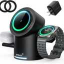 ZEEHOO 3 in 1 Charging Station for Samsung, Wireless Charger Stand, Qi2 15W Fast Charging for Samsung Galaxy S24 Ultra/S23 Ultra/S22/S21, Galaxy Watch Ultra/7/6/5, Galaxy Buds 2/2 Pro (Black)