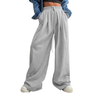 Aleumdr Womens Wide Leg Joggers 2025 Fall Trendy Baggy Pants Y2K Elastic Waist Jogger Sweatpants Track Pants Blue, Large