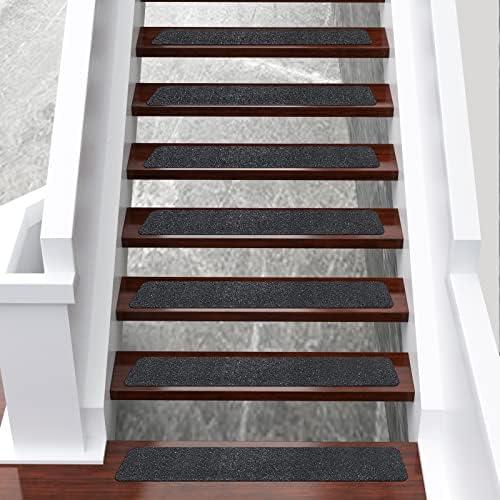 Qingluan Non-Slip Carpet Stair Treads, 10 Count, 24" x 4", Non-Skid Self Adhesive Tape for Indoor & Outdoor Steps, Staircases, Safety for Kids, Elders and Pets