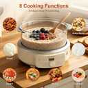 5 Quart Glass Pot Multi-Cooker, with 8-in-1 Casserole Programmable Round Slow Cooker, Dutch Oven, Pasta, Nonstick Oven Safe Pot to 450°F, Oatmeal