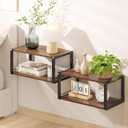 Floating Nightstand Set of 2, Wood Bedside Shelf Wall Mounted Nightstand with Heavy-Duty Frame, Floating Bedside Table for Bedroom, Bathroom, Kitchen, (Vintage Brown, 2 Pack)