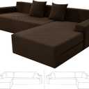 ZNSAYOTX Sectional Couch Covers, Stretch Jacquard Slipcovers with Elastic Bottom for L-Shape Sectional Sofa, 2 Pcs Pet Friendly Modular Sofa Protector (3 Seat Couch + 2 Seat Chaise, Dark Coffee)