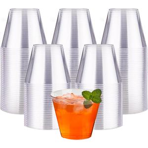RACETOP 9 oz Clear Disposable Plastic Cups 50 Pack, Clear Plastic Cups Tumblers, Heavy-duty Party Glasses, Disposable Cups