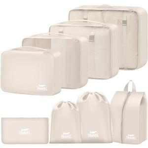 8 Set Packing Cubes for Travel Suitcase Organizer Bags Luggage Packing Cubes Set Travel Essentials Accessories Gifts for Women (Beige)