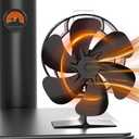 Easywave Oscillating Wood Stove Fan: Fireplace Fan with Wood Stove Magnetic Thermometer - 6 Blades Heat Powered Stove Fan for Wood/Log Burner/Fireplaces