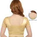 Chandrakala Women's Stretchable Readymade Indian Ethnic Saree Blouse Crop Top Choli (B102) (Gold-b, Small)