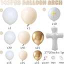 Baptism Decorations First Communion Decorations Balloons Kit,146 Pcs White Sand Gold Matte Neutral Nude Balloons for First Holy Communion Decorations God Bless Christening Party Birthday Supplies