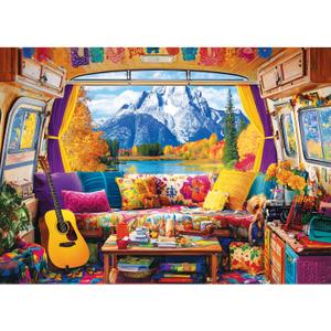 Puzzles for Adults 1000 Pieces Cozy Camper Interior Jigsaw Puzzle, Unique Scenery Adult Puzzles for Relaxation and Decoration