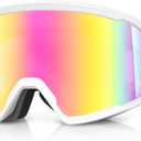 Ski/Snowboard Goggles for Men Women, OTG Snow Goggles Anti Fog 100% UV Protection Snowboarding Goggles (A01-white/Revo Red)