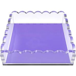 8 x 8 Scalloped Acrylic Tray  Purple Display Tray & Jewelry Organizer, AntiSlip Pads, Modern Desk Dcor Gift, Chic & Versatile