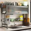 Hdrriozu Over the Sink Dish Drainer Drying Rack 3 Tier Over Sink Dish rack for a Tidy Kitchen Sink Shelf Organized Space-Saving Dish Rack with Cover for Dishes, Glasses, Bowls, and Cutlery