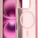 3 x Magnetic for iPhone 16 Pro Max Case [Mil-Grade Drop Protection] [Compatible with Magsafe] Shockproof Slim Translucent Matte Protective Phone Case - Pink