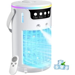 Portable Air Conditioners, Mini Evaporative Air Cooler 1200ML with Ice Cooling Mist, Fans That Blow Cold Air Like AC, Personal Swamp Cooler Quiet for Bedroom, Home Office Desk and Dorm 2-Pack