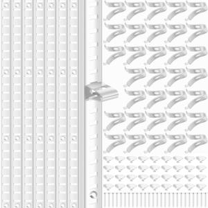 14 Packs 17.5 Inch Metal Pilaster Shelf Bracket Rails with 36 Adjustable Clips & Mount Screws - for Cabinet/Wall Shelving/Closet Storage (White)