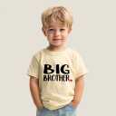 Big Brother Shirts for Toddler Boys 2-5 Years; Heart Graphic Tee; Soft Cotton Short Sleeve T-Shirt (Beige)