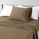 Amazon Basics 100% Cotton Jersey Bed Sheet Set, Twin, Brown, Solid