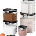 ProKeeper+ Airtight Food Storage Container Set Clear Plastic Flour and Sugar Canister Set with Magnetic Accessories for Kitchen Organization (Black, 9-Piece)