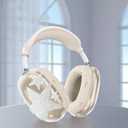 [4 in 1] Case Cover for AirPods Max Headphones (2024/2020) Ear Pad Case Cover/Headband Cover/Ear Cups Cover with Bling Star for Apple AirPods Max Headphones (Beige Star-T)