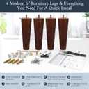 Airy Abode Premium Walnut Wood Furniture Legs (Full Install Kit) - Pick Your Size and Color