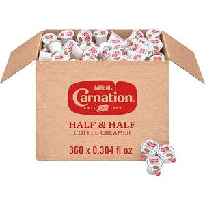 Nestle Carnation Coffee Creamer Half and Half, Made with Real Dairy, 0.304 fl oz Tubs (Pack of 360), BBD November 21, 2026