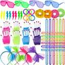 YAROMO 80s 90s Party Favors Birthday Supplies, Hip Hop Theme Gift Neon Earrings Glasses Gloves Necklace Slap Bracelet Neon Hair Scrunchies 80s 90s Party Decorations