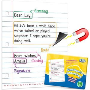 Aizweb Giant Magnetic Notebook Paper,Dry Erase Handwriting Lined for Classroom Whiteboard Accessories, Chart Paper Teacher Must Have Homeschool Teaching Supplies,Teacher Essential,17" x 21.5"