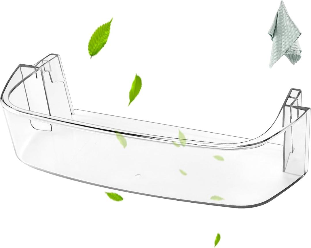 AMI PARTS WPW10430639 W10324876 Freezer Door Shelf Bin compatible with Whirlpool Kenmore Refrigerator Door Shelves-Fit for Freezer Side Door (transparent)-Send Scouring Pad