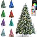 Dazzle Bright 6 FT Pre-lit Christmas Trees, Christmas Tree with 300LED Smart RGB Lights, Remote & App Controlled, Xmas Decorations with 900 Branch Tips 62 Pinecone for Indoor/Outdoor Decor
