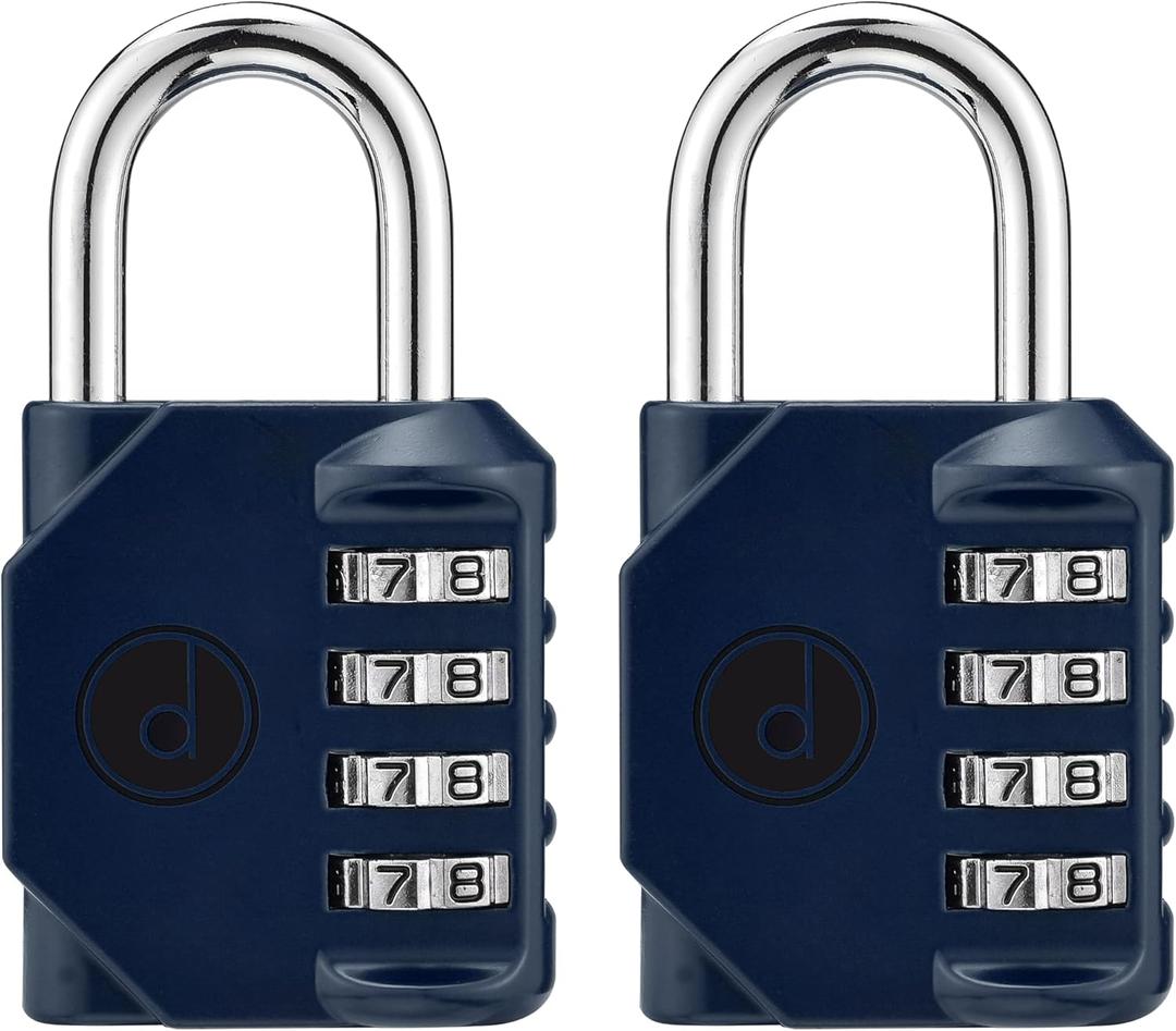 4 Digit Combination Locks 2 Pack - Weatherproof Padlock with Code - Combination Lock for Locker, Gym, Outdoor Gate, Storage Shed, Fence Gate & Bike Lock - Keyless, Easy to Set, Reset - New Blue