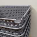 WYT Weave Storage Organizer Baskets, Grey 6-Pack Plastic Woven Baskets, 10.1" x 7.55" x 4.1"