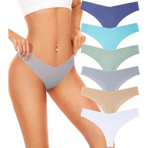Seamless Underwear Women Pack No Show Thongs For Women Ladies Sexy Panties Underwear Breathable Comfortable 12 Pack, S