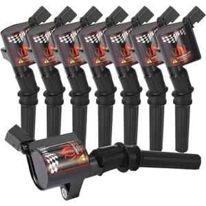 Ignition Coil Pack, Set of 8 Coils DG508 Compatible with Ford 04-08 F-150 Expedition V8 4.6 5.4L C1454 C1417 FD503, Black- 15% More Energy