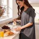 Marvmys Summer Sleepshirt for Women Dark Grey (Gray, XL)