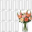12pcs Glass Cylinder Vases for Centerpieces, 6 Inch Tall Flower Vase for Wedding Decorations, Hurricane Vases Floating Candle Holder for Table Centerpiece Wedding Home Dcor (Smooth, Clear)