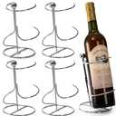 Eorbow 4 Packs Single Wine Rack Countertop, Silver Metal Small Wine Holder, Floating Wine Bottle Holder for Wine Bottle Storage, Cabinet, Pantry, Unique Tabletop Wine Rack as Gifts for Wine Lovers