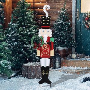 WONDER GARDEN Christmas Metal Yard Stakes, Nutcracker Solider Christmas Garden Stakes Yard Signs, Outdoor Christmas Decorations for Lawn Party Outside (black)