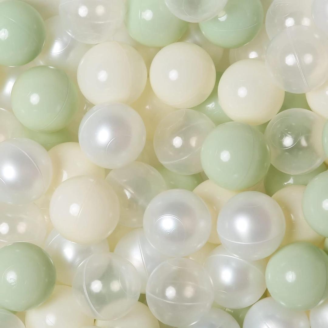 TRENDPLAY Plastic Balls for Ball Pits - Pack of 100 Hollow Balls- Safe and Exciting Playtime - Perfect for Toddler Baby Pools,Party,Festival Decoration, Green+Beige+Pearl White TRENDPLAY Plastic Balls for Ball Pits - Pack of 100 Hollow Balls- Safe and Exciting Playtime - Perfect for Toddler Baby Pools,Party,Festival Decoration, Green+Beige+Pearl White