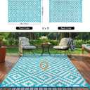 Outdoor Patio Plastic Straw Rug - 6x9 ft Outdoor Camping Rug Waterproof Reversible, Area Carpet Patios Clearance RV, Outside Porch Balcony Deck for Camper, Blue & White