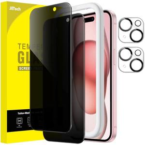 JETech Privacy Screen Protector for iPhone 15 6.1-Inch with Camera Lens Protector, Anti-Spy Tempered Glass Film, Easy Installation Tool, 1-Pack Each JETech Privacy Screen Protector for iPhone 15 6.1-Inch with Camera Lens Protector, Anti-Spy Tempered Glass Film, Easy Installation Tool, 1-Pack Each