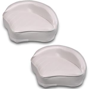 Casting Boat Seat, Pro Casting Deck Seat for Fishing Jon Bass Boat, Marine-Grade Vinyl Exterior Universal Casting Seat Boat Butt Chair, 15W x 11D x 6H, 2-Pack, White