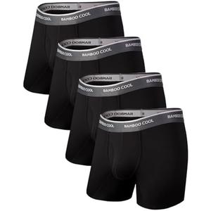 BAMBOO COOL Men's Underwear Boxer Briefs Soft Breathable Underwear (4 Pack, Large Size)
