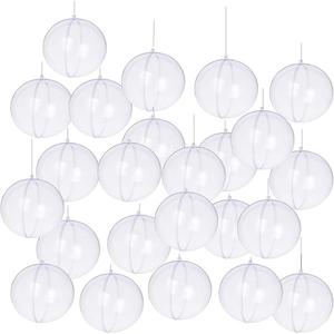 24PCS Clear Plastic Acrylic Fillable Ball Ornament Set, Transparent DIY Craft Ball for Christmas Tree Ornaments, Wedding and Birthday Party Decorations(60mm/2.36 Inches 24pcs)