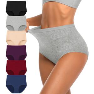 OLIKEME Womens Cotton Underwear High Waisted Postpartum C Section Panties Soft Stretch Breathable Full Coverage Briefs 6 Pack (S)