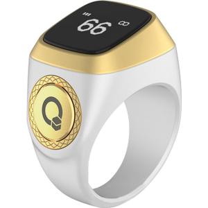 Smart Tasbih Zikr Ring, 20mm Muslim Digital Azan Alarm Clock, Tasbih Counter Smart Ring (White)