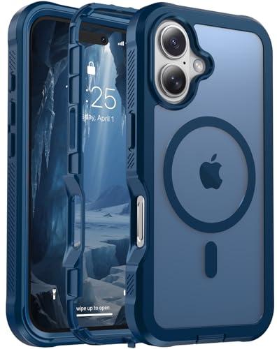 jaroco Magnetic for iPhone 17 Case, [Compatible with MagSafe][Military Grade Drop Protection][Heavy Duty Protection][Non-Slip][Shockproof] 2-Layer Durable Bumper Phone Case 6.3''-Deep Blue