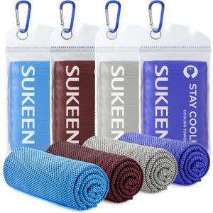 Sukeen [4 Pack] Cooling Towel (40"x12"),Ice Towel,Soft Breathable Chilly Towel,Microfiber Towel for Yoga,Sport,Running,Gym,Workout,Camping,Fitness,Workout & More Activities