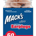 Mack's Ultra Soft Foam Earplugs with High Noise Insulation Value Pack, 50 Pairs, Beige
